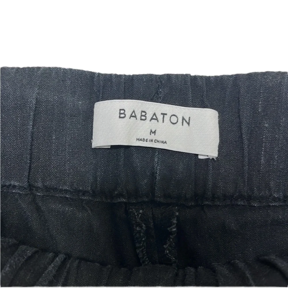 Aritzia Babaton Errol Black Linen Tapered Pants Women Size M